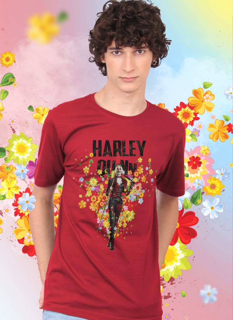 Camiseta Esquadrão Suicida Arlequina Flowers