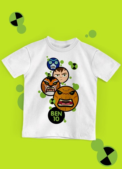 Camiseta Infantil Ben 10 Aliens Face