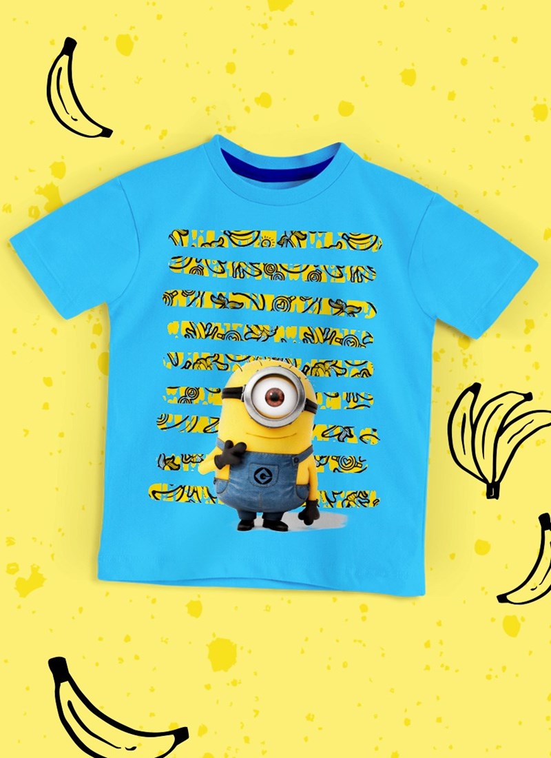 Camiseta Infantil Minions Listras de Bananas