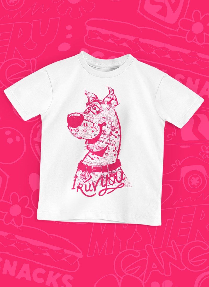Camiseta Infantil Scooby! I Ruv You Pink