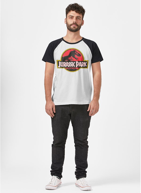 Camiseta Raglan Jurassic Park Logo