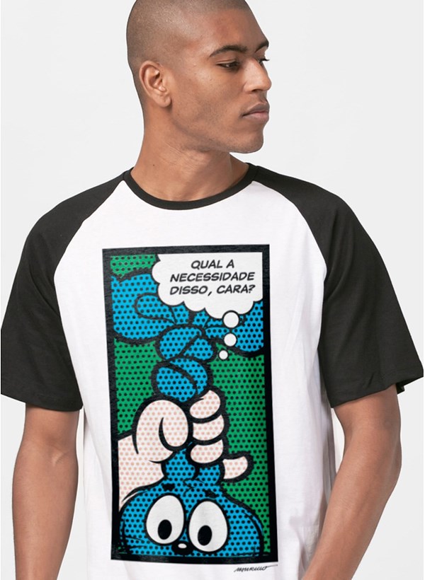 Camiseta Raglan Turma da Mônica Ícones Pop Art