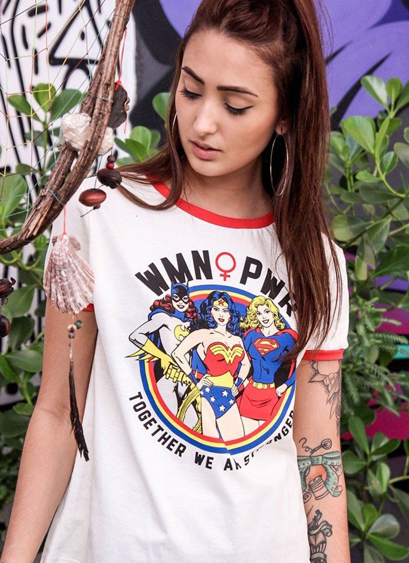 Camiseta Ringer DC Comics Woman Power