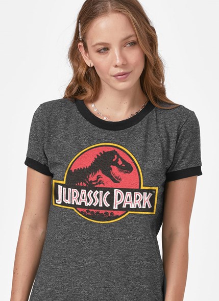 Camiseta Ringer Jurassic Park Logo
