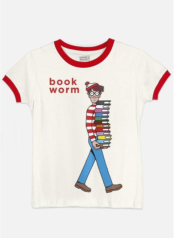 Camiseta Ringer Onde está Wally? Book Worm