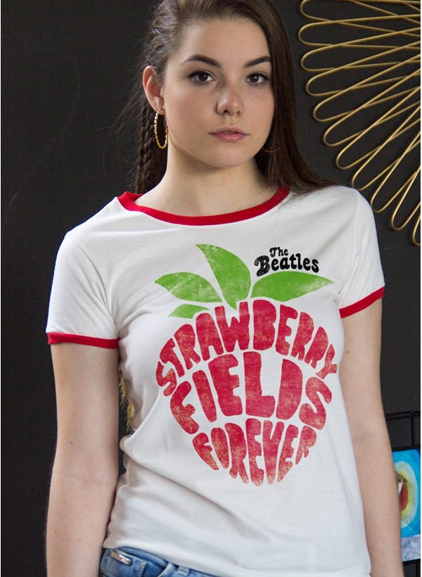 Camiseta Ringer The Beatles Strawberry Fields Forever